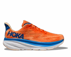 Hoka Men's Clifton 9 WIDE (VOIM - Vibrant Orange/Impala)
